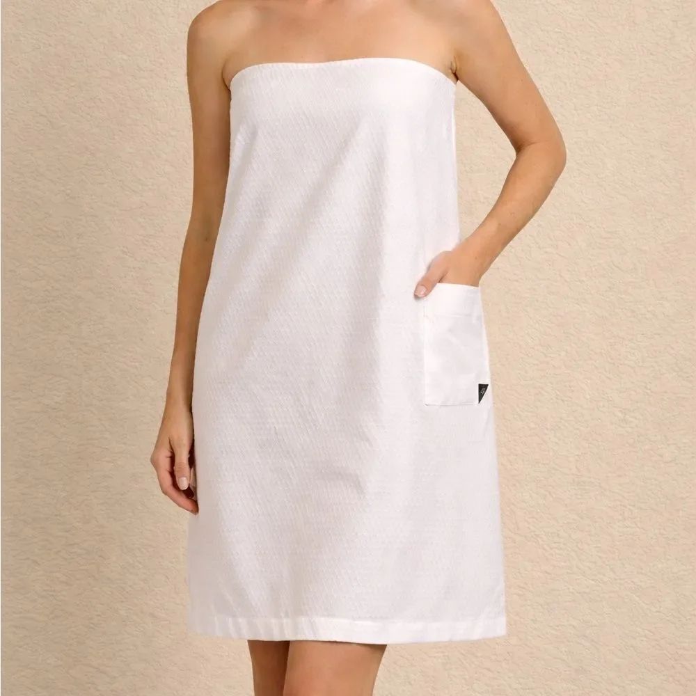 SOPHIA GRAYDON Luxury Spa Wrap Towel Dress White Textured Cotton USA Made